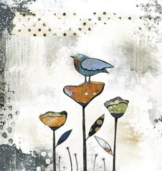Bird On Three Flowe