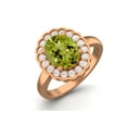 thumbnail image 2 of 925 Sterling Silver Rose Vermeil 6mm Round Peridot Solitaire Women Valentines Day Gifts Ring, 2 of 4
