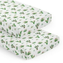 Sweet Jojo Designs Cactus Floral Pink and Green Fitted Crib Sheets 2 Piece Set