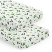 Cactus Floral 2 Pack Fitted Crib Sheet Girl by Sweet Jojo Designs