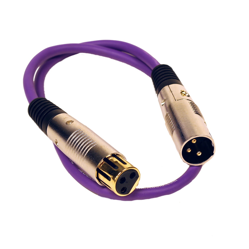 Seismic Audio Premium 2 Foot White XLR Patch Cable 3 Pin XLRF to XLRM Mic Cord, SAPGX-2White 