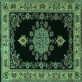 thumbnail image 1 of Ahgly Company Indoor Square Medallion Turquoise Blue Traditional Area Rugs, 8' Square, 1 of 4