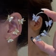 thumbnail image 2 of Metal Mariposa Oreja Clips Aretes Sin Piercing Para Las Mujeres Brillante Circón Brazalete Clip Pendientes Joyería De Boda Gao Jiahui unisex, 2 of 2