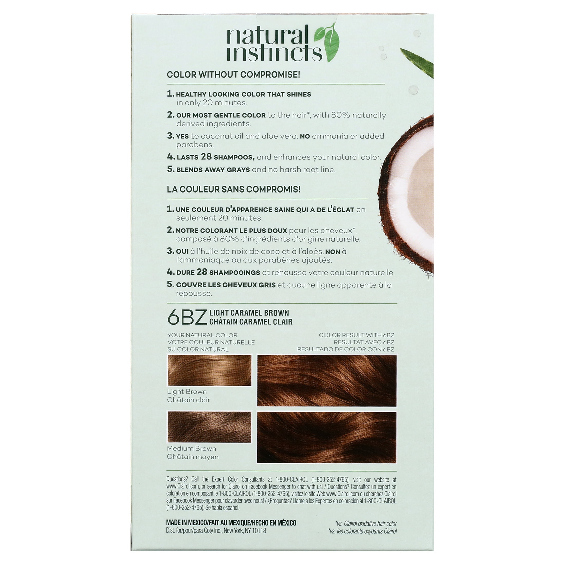 Clairol Natural Instincts Hair Color, 6BZ Light Caramel Brown