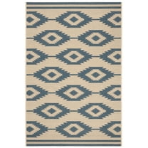 SAFAVIEH Beach House Vasiliki Geometric Indoor/Outdoor Area Rug, Blue/Creme, 3' x 5'