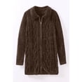 thumbnail image 2 of Woman Within Plus Size Chenille Zip Cable Cardigan Sweater, 2 of 6