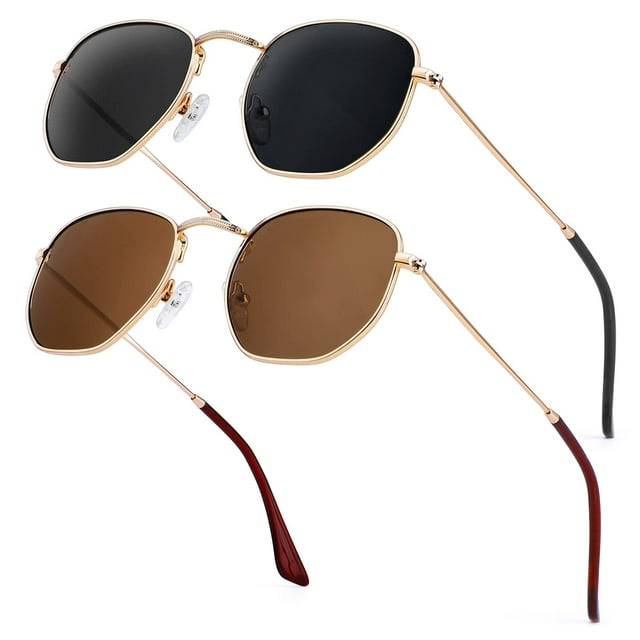 Gafas de sol KALIYADI cuadradas polarizadas con montura metálica UV400, paquete de 2
