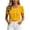 Yellow, variant on Womens Dressy Casual Tops Round Neck Hidden Placket Single Button Satin Short Sleeve Blouse Solid Flowy