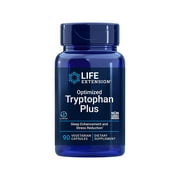 Angle View: Life Extension Optimized Tryptophan Plus 1000 mg, Sleep Enhancement Stress Reduction Supplement - 90 Vegetarian Capsules