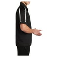 thumbnail image 3 of Mens Tricolor Shoulder Micropique Sport-Wick Polyester Polo Black/ Iron Grey/ White X-Small, 3 of 8