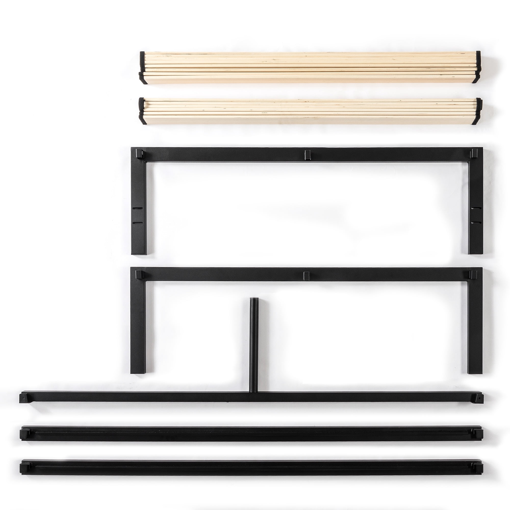 Mellow Just Mallet 18 Inch Heavy Duty Metal Platform Bed with Wooden Slats, Black, Twin