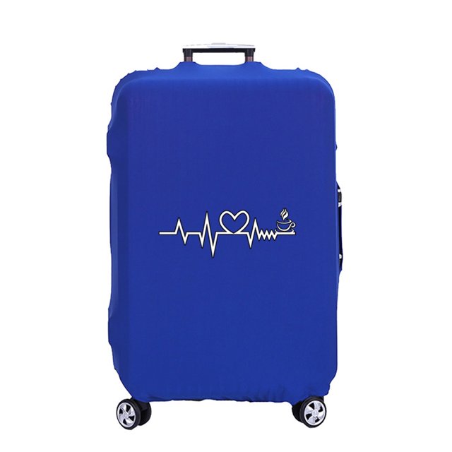 Luggage Cover Suitcase Protector Heart Rate Pattern Print Thicker Elastic Dust Covered for 18-32 Inch Trolley Travel Accessories blue L