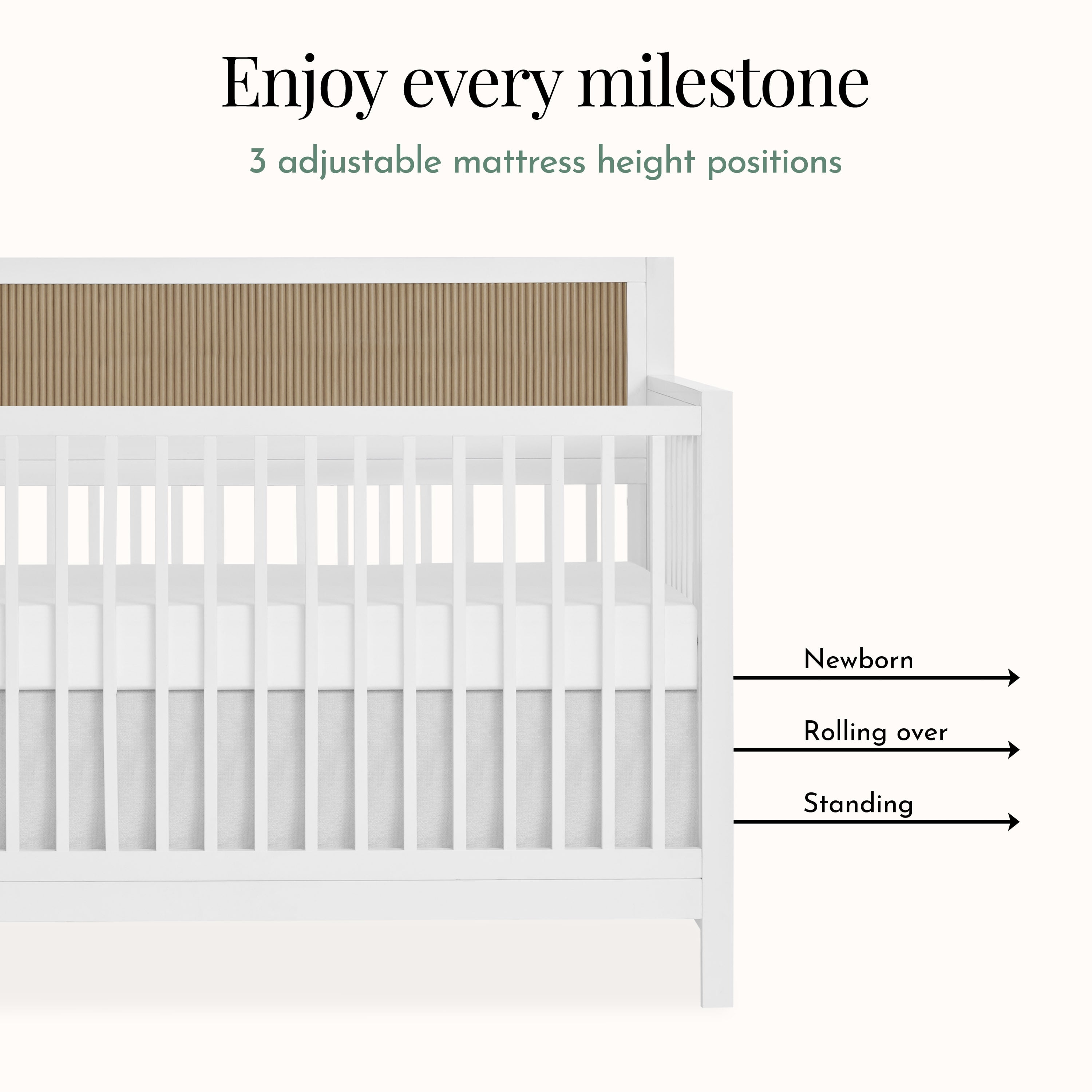 Evolur Byron Convertible Crib, White with Chestnut