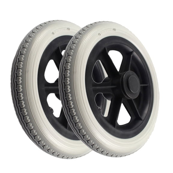 Wheels Assembly 12 Inch Rear Wheel 12 1/2 x 2 1/4" Gray Solid PU Tire Construction, Back Wheel Replacement for Manual Wheelchairs