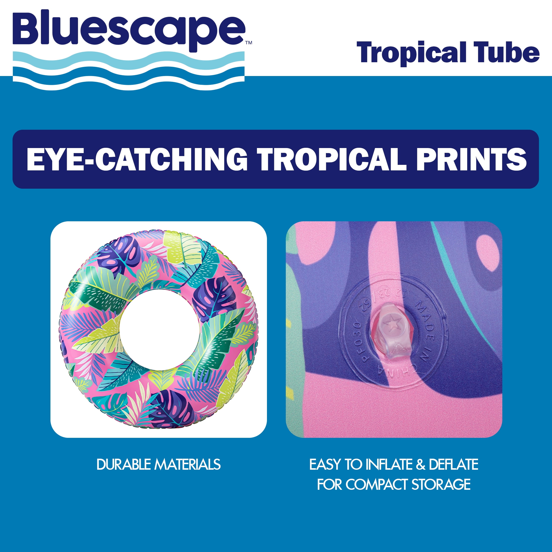 Bluescape Pink Tropical Inflatable Swim Tube Pool Float, for Kids & Adults, Age 9 & up, Unisex
