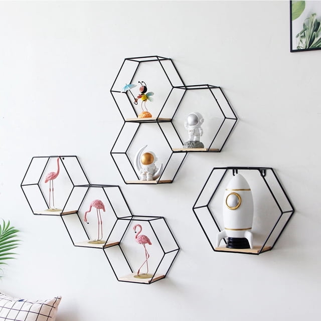 Estantes flotantes geométricos hexagonales Yirtree, con diseño de panal, ideales para decorar el baño, la cocina y la oficina.