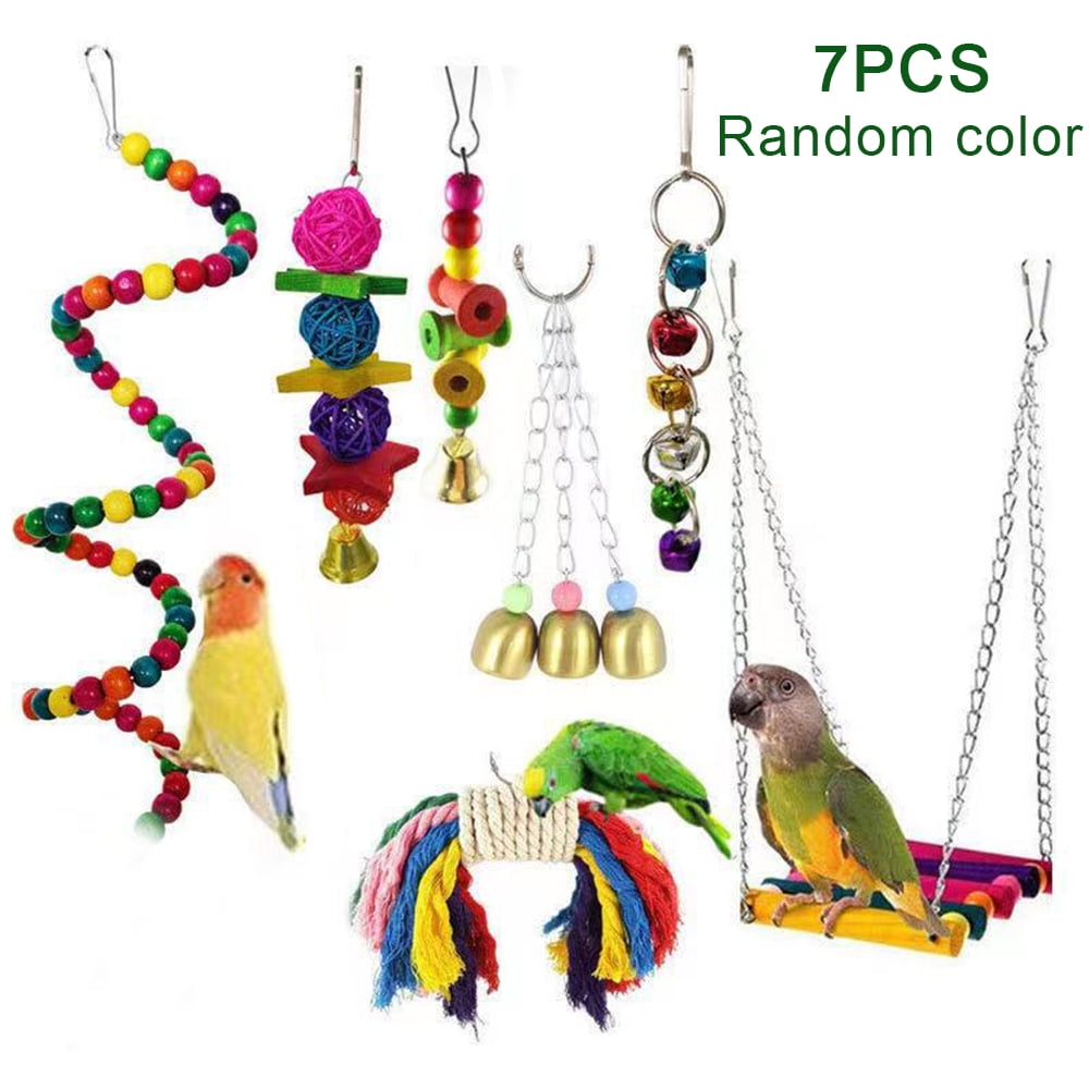 Parakeet Toys for Cage, GIUGT 7 Pack Bird Parrot Toys, Colorful Bird