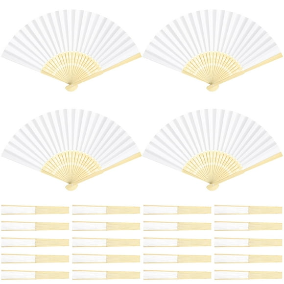 Ventiladores de mano plegables Helimoto, libro blanco, 24 unidades