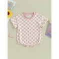 thumbnail image 2 of Infant Baby Boy Girl Neutral Checkerboard Oversize T Shirt Romper Short Sleeve Jumpsuit Summer Outfit Trendy Cute Clothes, 2 of 7