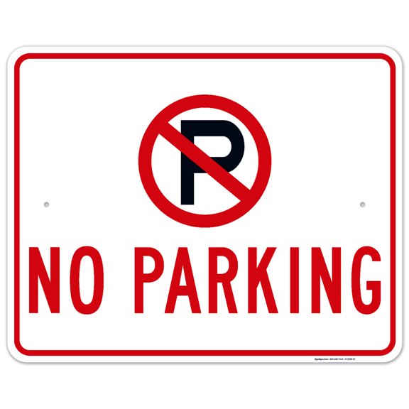 No Parking Symbol Sign, 24x30 Aluminum