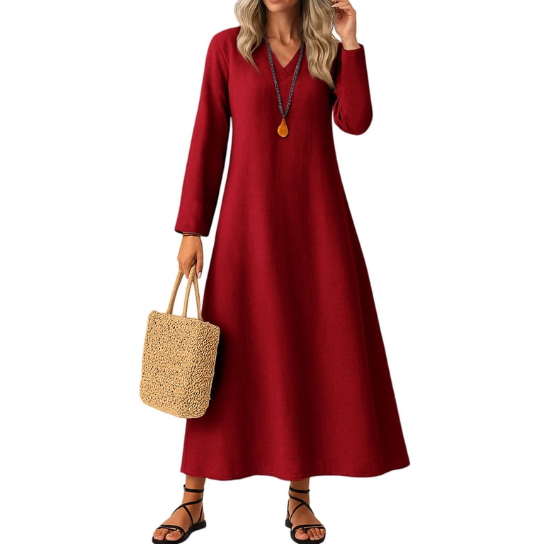 chinese dress ladies XUNRYAN Women's Long Sleeve Linen Maxi Dresses Casual Loose Fit Spring Dress  Summer Beach Sundress with Pockets Fall Outfit Army Green at Amazon Women's  Clothing store