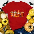 thumbnail image 6 of Halloween Shirts for Women T-Shirt for Casual Wear with Short Round Neck Pumpkin Print Loose Top in Stylish Everyday Wardrobe Red M, 6 of 6