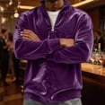 thumbnail image 4 of Qualvora Mens Velour Quarter Zip Pullover, Long Sleeve Stand Collar Sweatshirt with Metal Zipper, Loose Fit Solid Color Top, Fall Winter Party Night Out Wear for Men, 4 of 7
