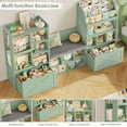thumbnail image 5 of Homfa Kids Bookcase with Reading Nook, 75" W Kids Toy Storage Organizer with 2 Drawers, Kid Bench for Playroom Kids Room Living Room, Green, 5 of 7