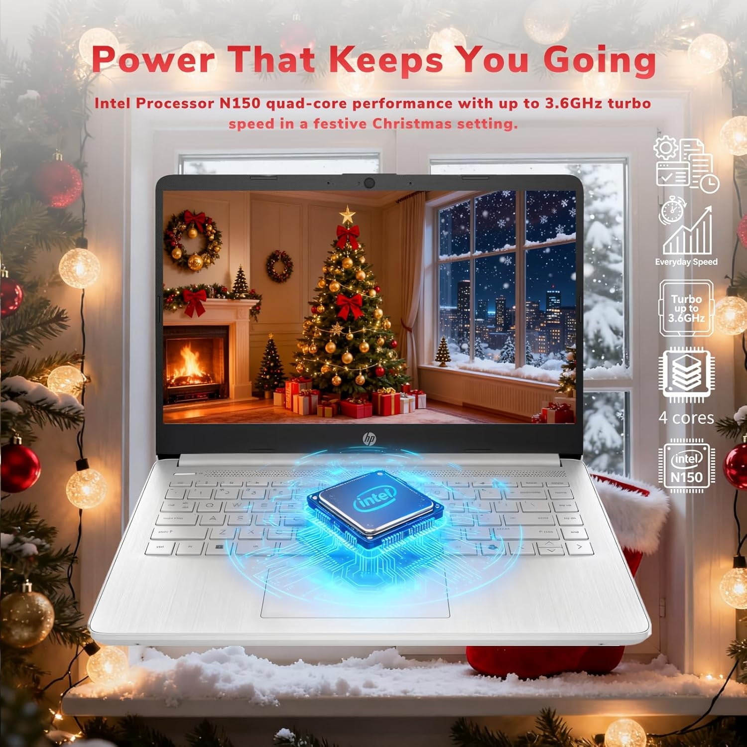 HP 14" Business & Student Portable Laptop, Intel N150 CPU, 16GB RAM, 128GB UFS+256GB MSD Storage, Wi-Fi 6, Copilot AI,Windows 11 Pro, 1-Year Microsoft Office 365, Natural Silver
