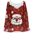 thumbnail image 3 of MHFRRA Camiseta de Manga Larga con Estampado de Papá Noel, Cuello Redondo, Informal, para Vacaciones, para Mujer Rojo, 3 of 7