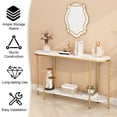thumbnail image 4 of Oufan Console Table 2 Tier Narrow Entryway Table with Storage Shelves Faux Marble Narrow Table for Living Bedroom Hallway Office Easy Assembly, Gold, 4 of 8