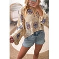 thumbnail image 2 of Women's Beige Floral Eyelet Drop Shoulder Sweater, 2 of 10