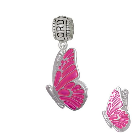 Large Translucent Hot Pink Flying Butterfly - Lord Guide Me Charm Bead