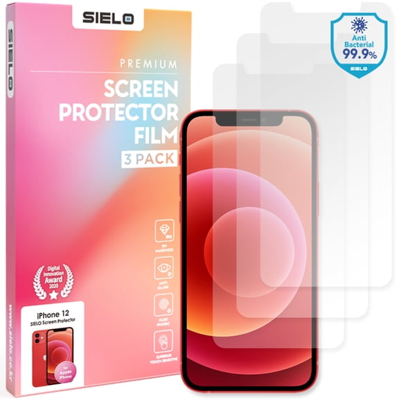 SIELO [3 PACK] Matte Screen Protector for iPhone 12 Pro Max, Anti Microbial Shatterproof Film [Anti Glare & Anti-Scratch] [Anti Fingerprint] [Anti Blue Light] [HD Clear] [Easy Install] 6.7inch