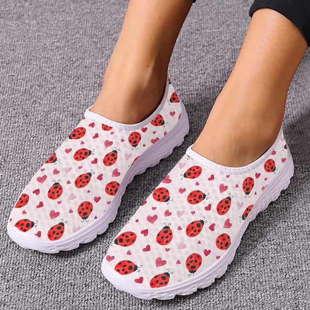 Mocassins Confortables Respirants pour Femmes avec Imprimé Insecte Dessin Animé Chaussures en Maille Plates