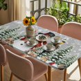 thumbnail image 3 of Grey Christmas Table Cloths for 5 Foot Rectangle Tables, Snowman Xmas Snowflake Botanical Tree Patio Waterproof Elastic Fitted Tablecloths, Washable Rectangular Table Cover for Camping, 3 of 8