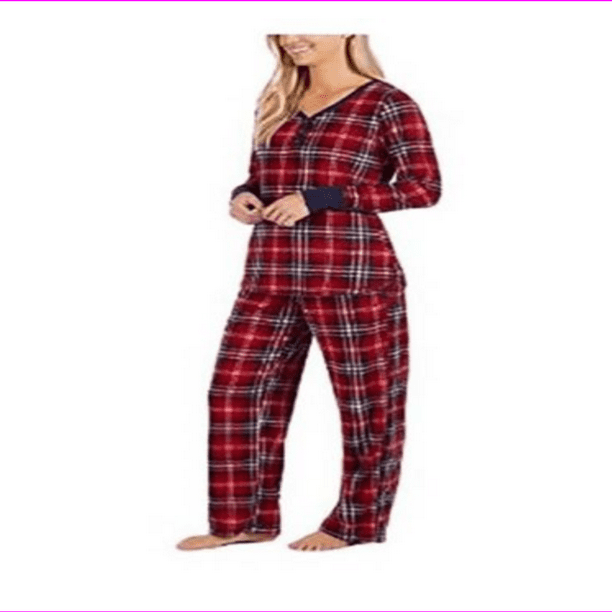 Nautica Nautica Women's 2 Piece Fleece Pajama Sleepwear Set L/RED