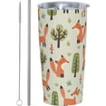 thumbnail image 2 of Cute Little Foxes And Trees Tumbler Travel Coffee Mug With Flip Lid 20 Oz Insulated Tumbler Cup Gift For Father Mother Friend Birthday, 2 of 6