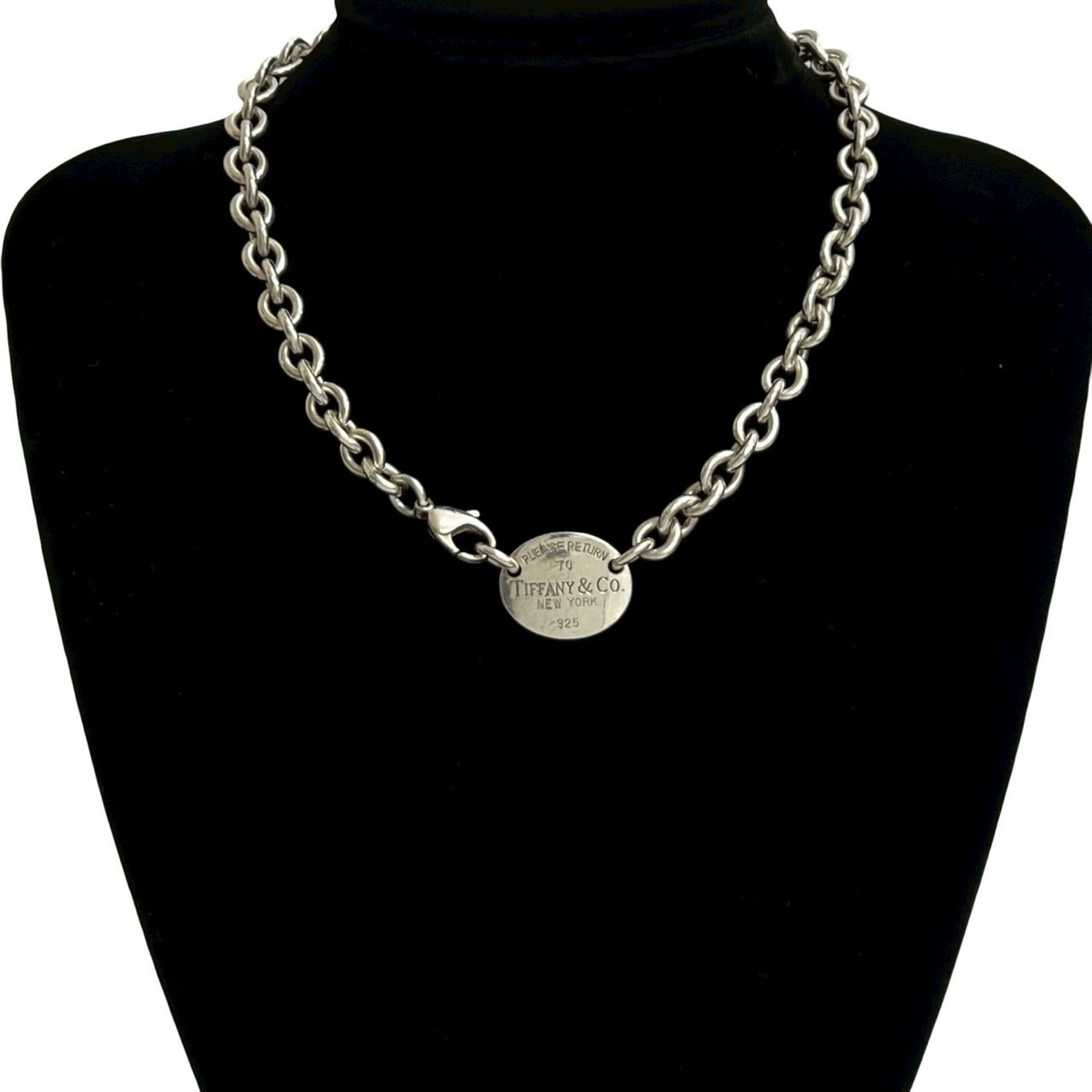 Pre-Owned TIFFANY & Co. Tiffany Return to Oval Tag Necklace, 925 Sterling Silver,... (Good)