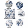 thumbnail image 6 of Throw Pillow Covers, Navy Flowers 16x16 Pillow Covers for Couch/Sofa/Bed, Country Plants Pastoral Botanical Vintage Decorative Square Linen Cushion Pillowcase for Home Decor, 6 of 9