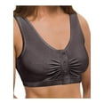 thumbnail image 3 of Snap Front Seamless Bra with Ultra-Wide Straps For Comfort and Support, Plush Fabric - Black, Large, 3 of 7