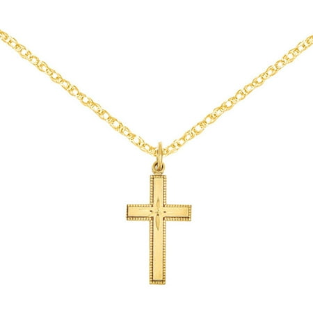 14kt Gold Diamond-Cut Cross Pendant