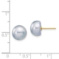 thumbnail image 2 of 14k Yellow Gold 10mm Grey Button Freshwater Cultured Pearl Stud Post Earrings Ball, 2 of 6