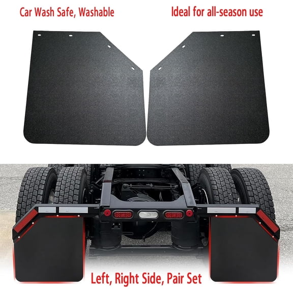 2pcs Heavy Duty Universal Mud Flaps for Semi Truck - Black Polymer Splash Guards 24x24 Inch