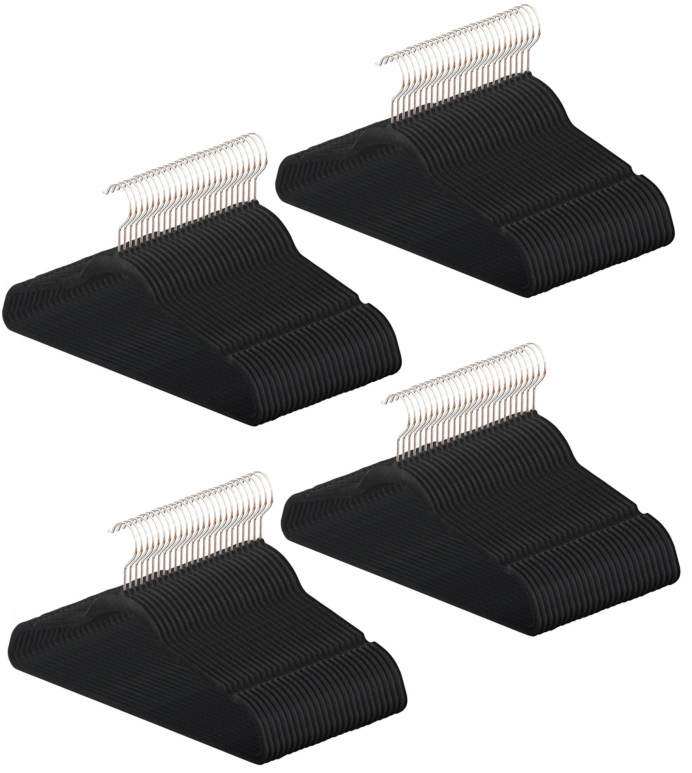 Premium Heavy Duty Velvet Hangers 100 Pack Bulk Black NonSlip