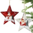 thumbnail image 2 of 4 piezas Exquisito Papá Noel de hierro forjado, muñeco de nieve, colgante de estrella de cinco puntas, adornos para árboles de Navidad, suministros para fiestas, 2 of 5