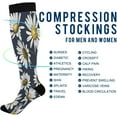 thumbnail image 4 of 1 Pairs Vintage Daisy Compression Socks for Women Men Knee High Stocking for Running, Athletic, Medical Gift, 4 of 7
