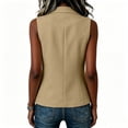 thumbnail image 4 of Stamzod Womens Vest Blazer Summer Sleeveless Fitted Suit Jackets Dressy Casual Office Blazers Plus Size Womens Clothing Khaki S, 4 of 9