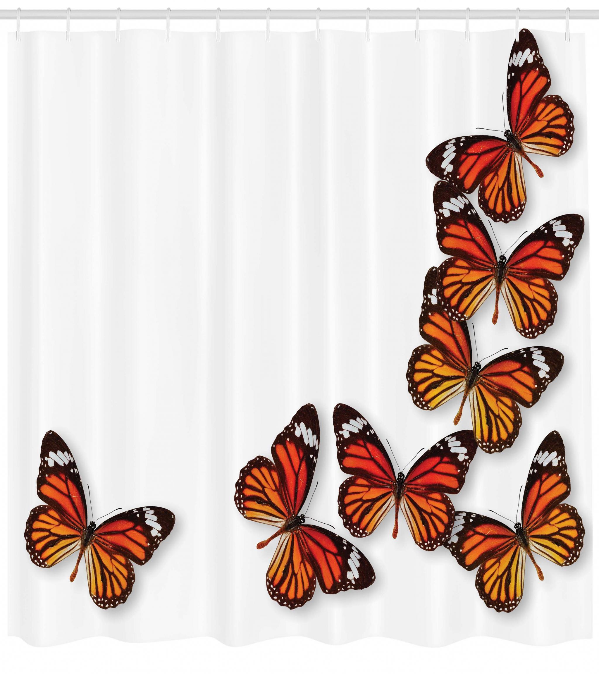 Butterflies Shower Curtain, Monarch Butterfly Figures Flying Frame