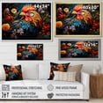 thumbnail image 4 of Designart "Colorful Meadow with Roosters and Florals" Animals Framed Wall Art Decor - Modern Farmhouse Red Rooster Entryway Framed Wall Art, 4 of 6